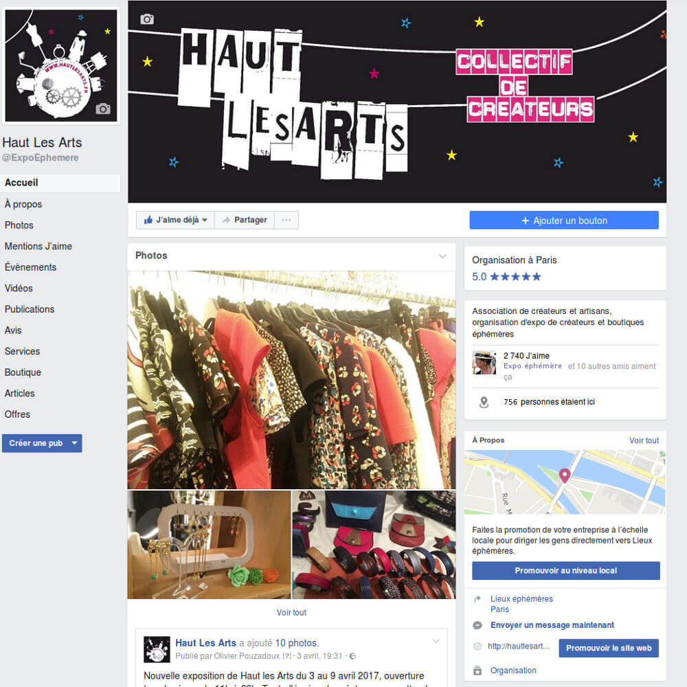 Facebook d'Haut les Arts