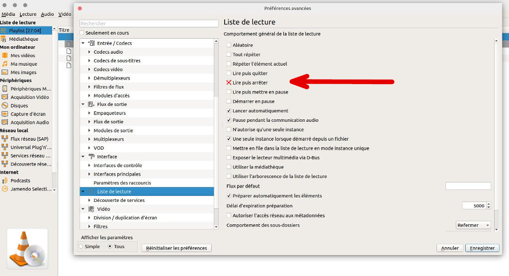 lire puis arrêter vlc