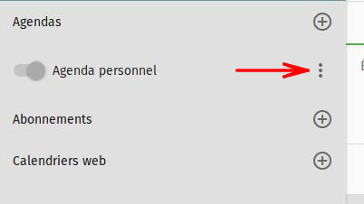 Accéder aux paramètres de l'agenda SOGo