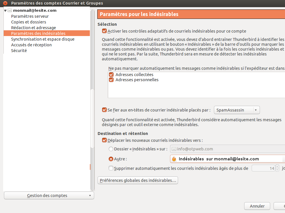 dossier spam ovh sur thunderbird