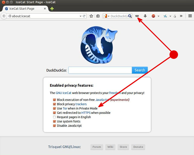 Navigateur IceCat couplé à Tor