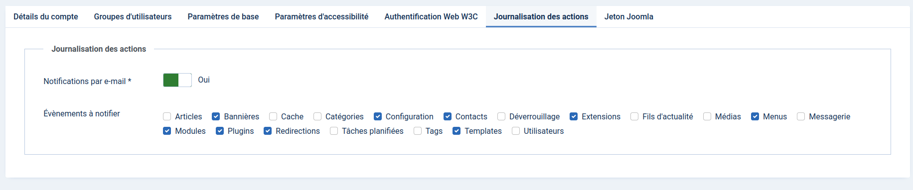 joomla journalisation des actions