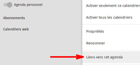 Copier le lien vers votreagenda SOGo