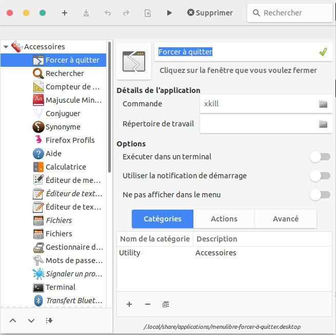 Menu Libre sous Ubuntu 18.04